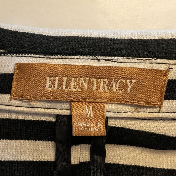 ELLEN TRACY BLAZER jacket Sz MEDIUM striped NAUTICAL VIBES OFFICE PREPPY **WOW** - Picture 8 of 12